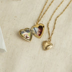 Gold Heart Locket Necklace — Personalized Photo Keepsake