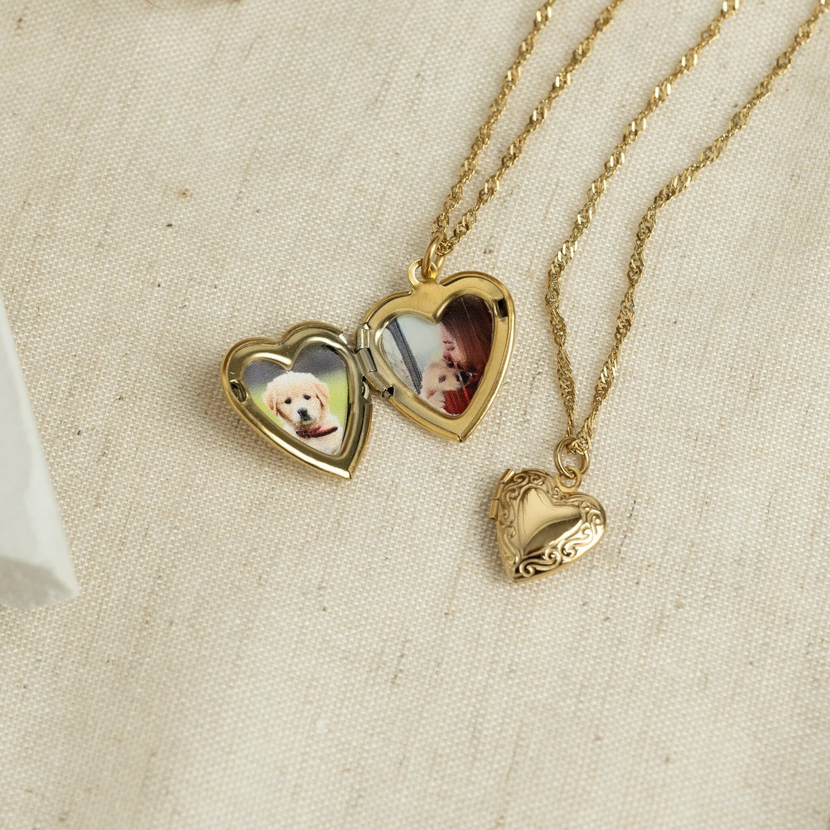 Gold Heart Locket Necklace — Personalized Photo Keepsake