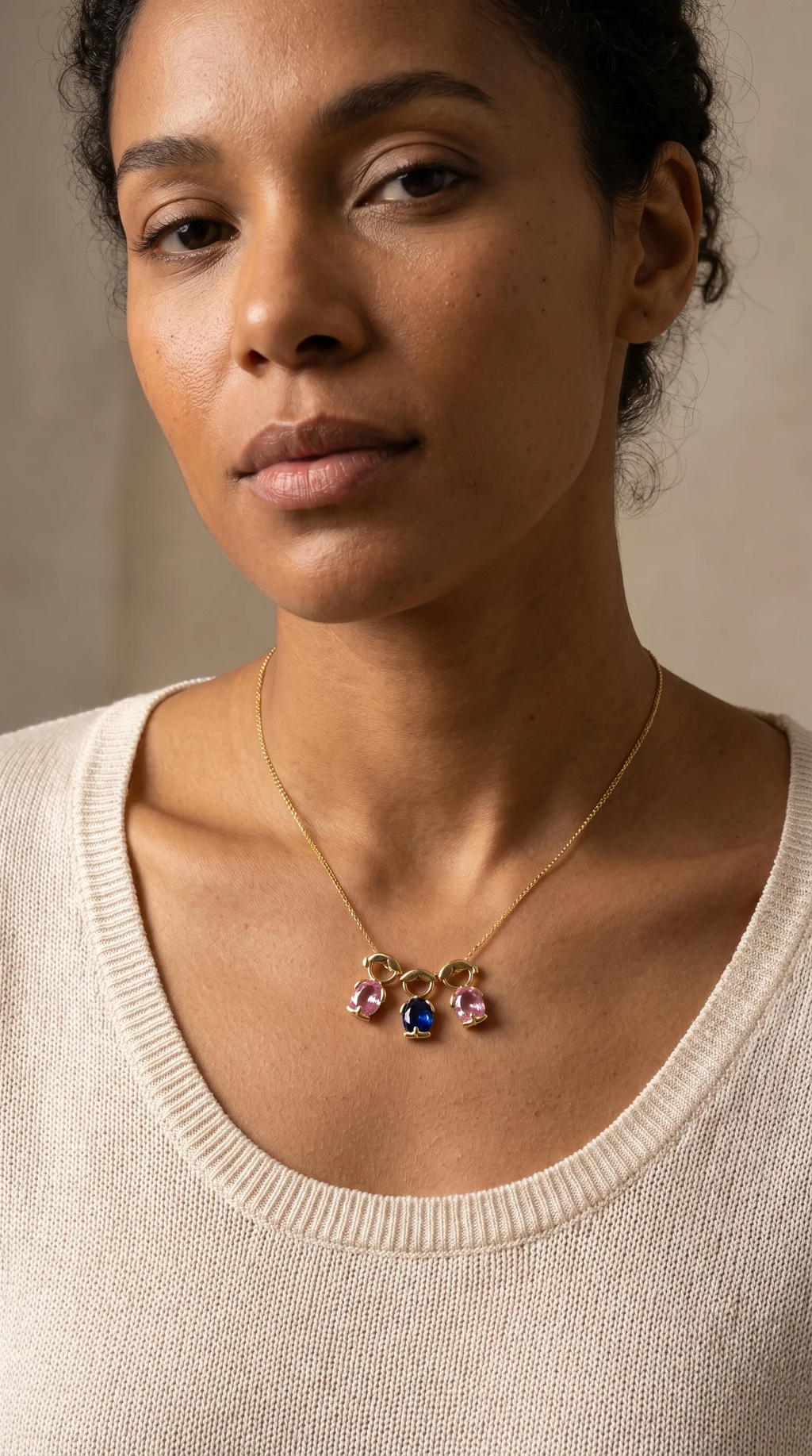 Mother & Child Birthstone Necklace | Personalized Teardrop Pendant
