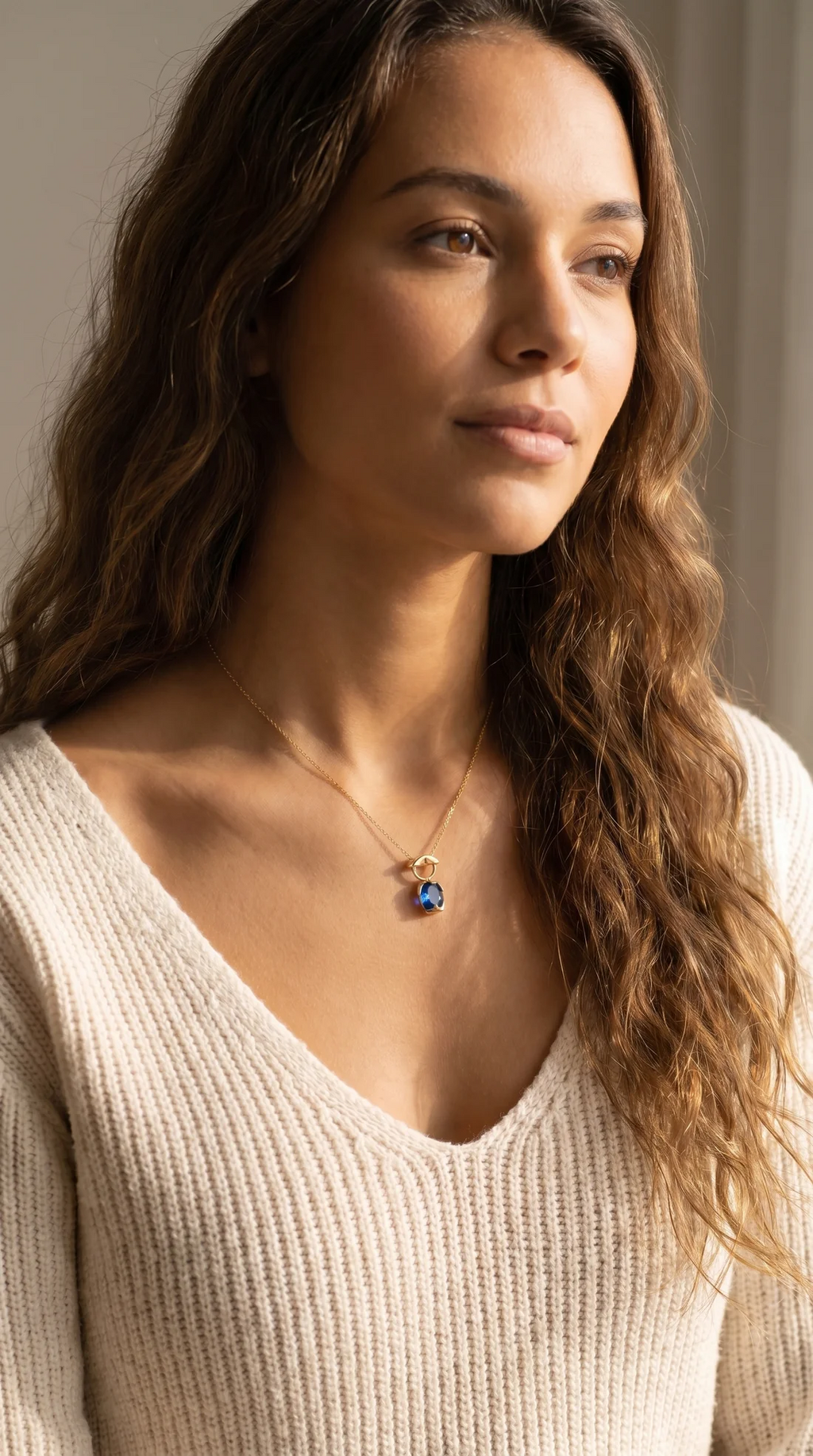 Mother & Child Birthstone Necklace | Personalized Teardrop Pendant