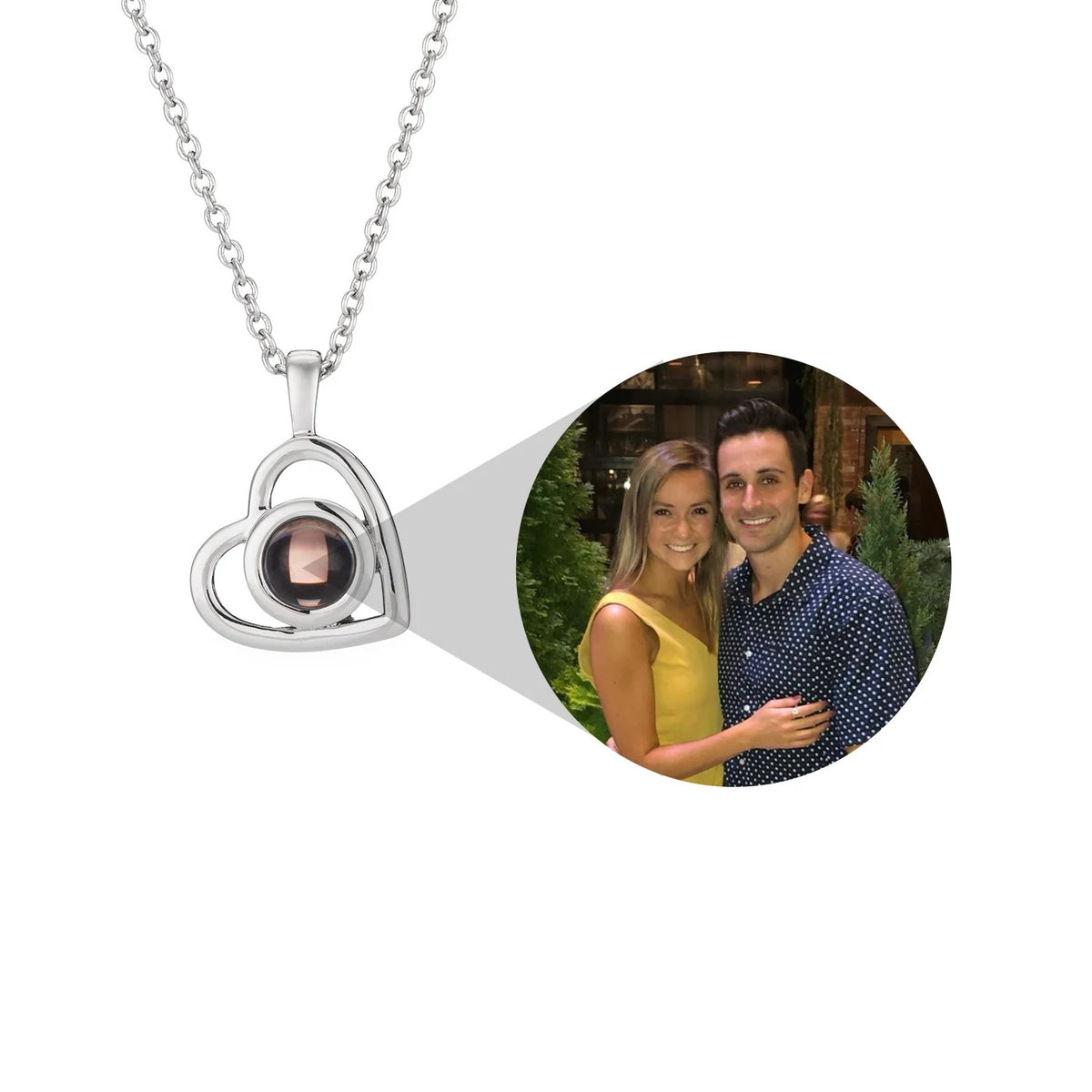 Custom Photo Projection Heart Necklace